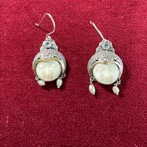 Sterling Silver and 14k Gold Face Earrings